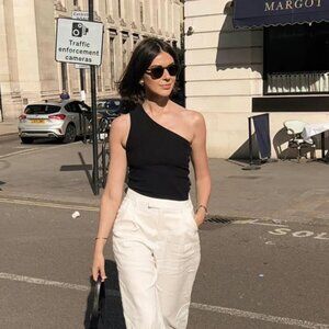 NEW H&M One Shoulder Tank Top - Black